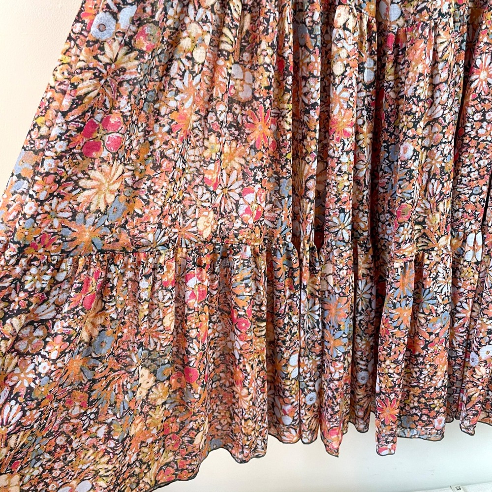 Free People Maxi Dress Floral Tiered Boho Ruffle L Fairy Grunge Ethereal NWT - Picture 4 of 9